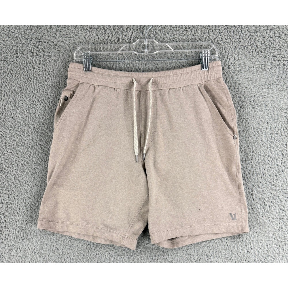 Vuori Ponto Performance Shorts Mens M Tan Heather DreamKnit 7" Lounge Stretch
